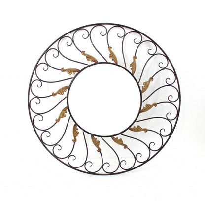 38" Bronze Metal Round Framed Accent Mirror