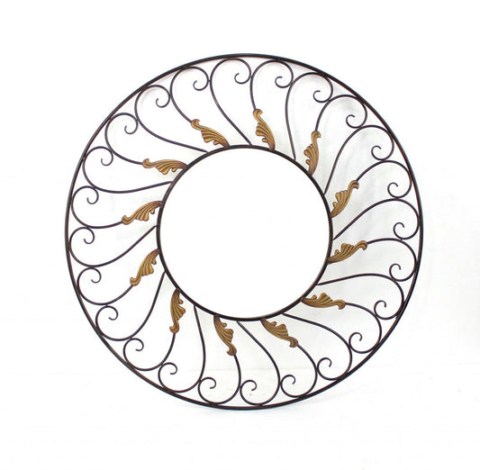 38" Bronze Metal Round Framed Accent Mirror