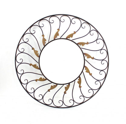 38" Bronze Metal Round Framed Accent Mirror