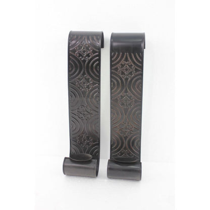 Set of Two Brown Metal Wall Sconce Candle Holders