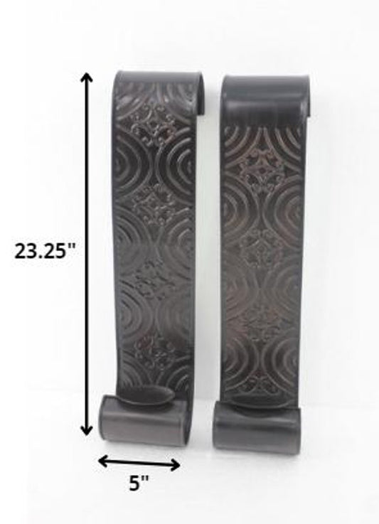 Set of Two Brown Metal Wall Sconce Candle Holders