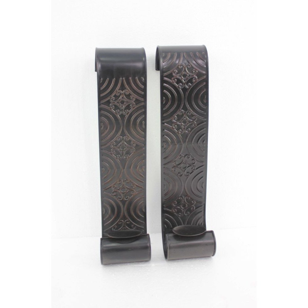 Set of Two Brown Metal Wall Sconce Candle Holders