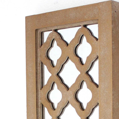 17" Tan Solid Wood Wall Sconce Candle Holder