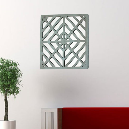 24" X 24" Blue Geometric Mirror Square Hanging Wall Decor