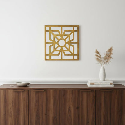 24" X 24" Blue Geometric Mirror Square Hanging Wall Decor