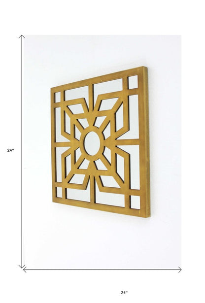 24" X 24" Blue Geometric Mirror Square Hanging Wall Decor