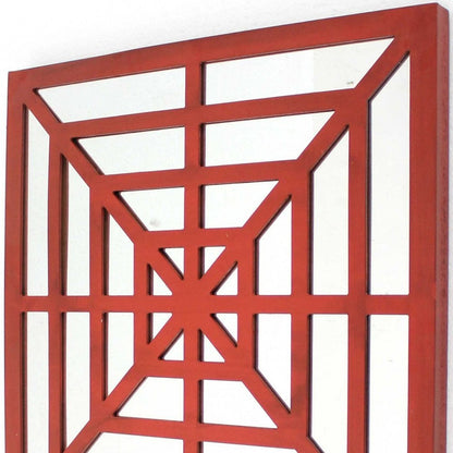 24" X 24" Blue Geometric Mirror Square Hanging Wall Decor