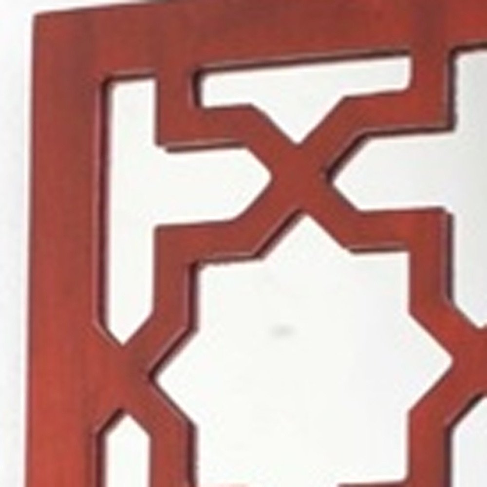 17" Red And Silver Lattice Solid Wood Wall Sconce Candle Holder