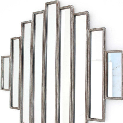 36" X 36" Silver Wood And Mirror Hanging Dimensional Sculpture