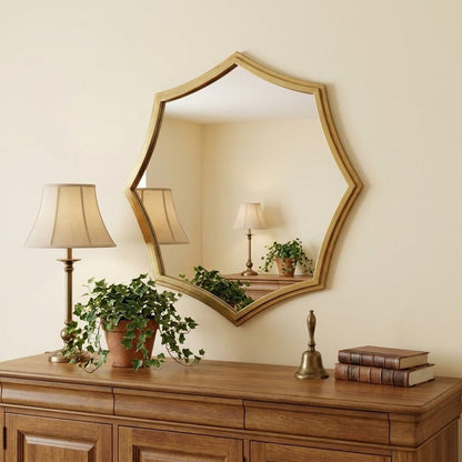 33" Gold Octagon Metal Framed Accent Mirror