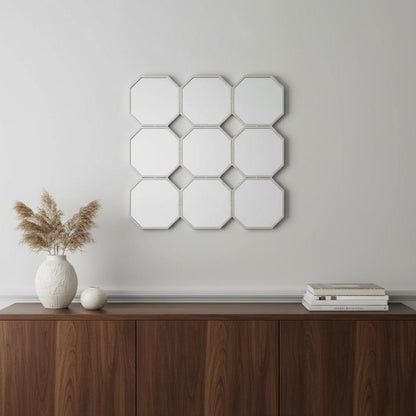 30" X 30" X 1" Silver Mirrored Metal - Wall Sculpture