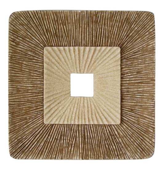 19" X 19" Brown Geometric Sandstone Square Hanging Wall Decor