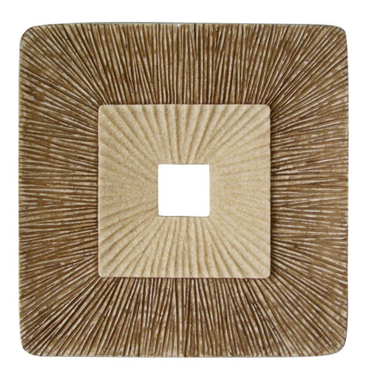 26" X 26" X 2" Brown Concave Square Double Layer Ribbed  Wall Plaque