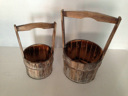 Set of Two Brown Solid Wood Garden Accents Accessories