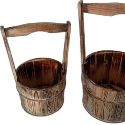 Set of Two Brown Solid Wood Garden Accents Accessories