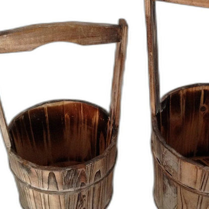 Set of Two Brown Solid Wood Garden Accents Accessories