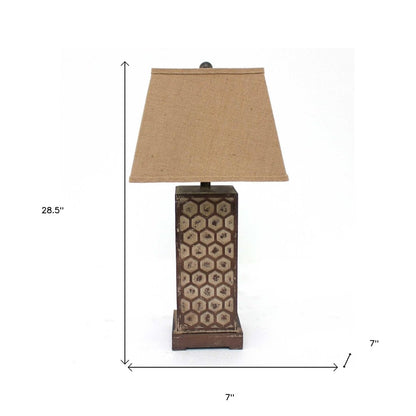 29" Brown Solid Wood Bedside Table Lamp With Brown Shade