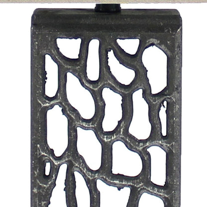 29" Distressed Black Metal Bedside Lamp With Beige Shade