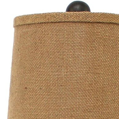 29" Bronze Bedside Lamp With Brown Shade