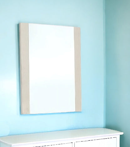 41" Black Faux Shagreen Partially Framed Accent Mirror