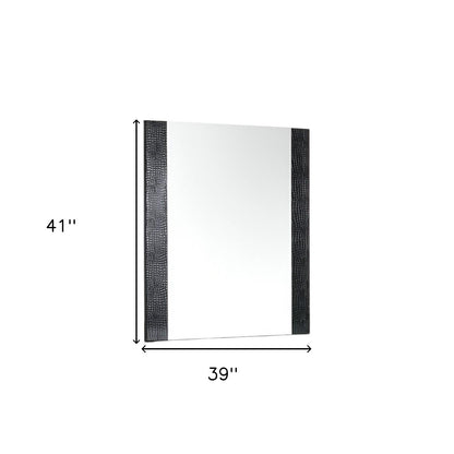 41" Black Faux Shagreen Partially Framed Accent Mirror