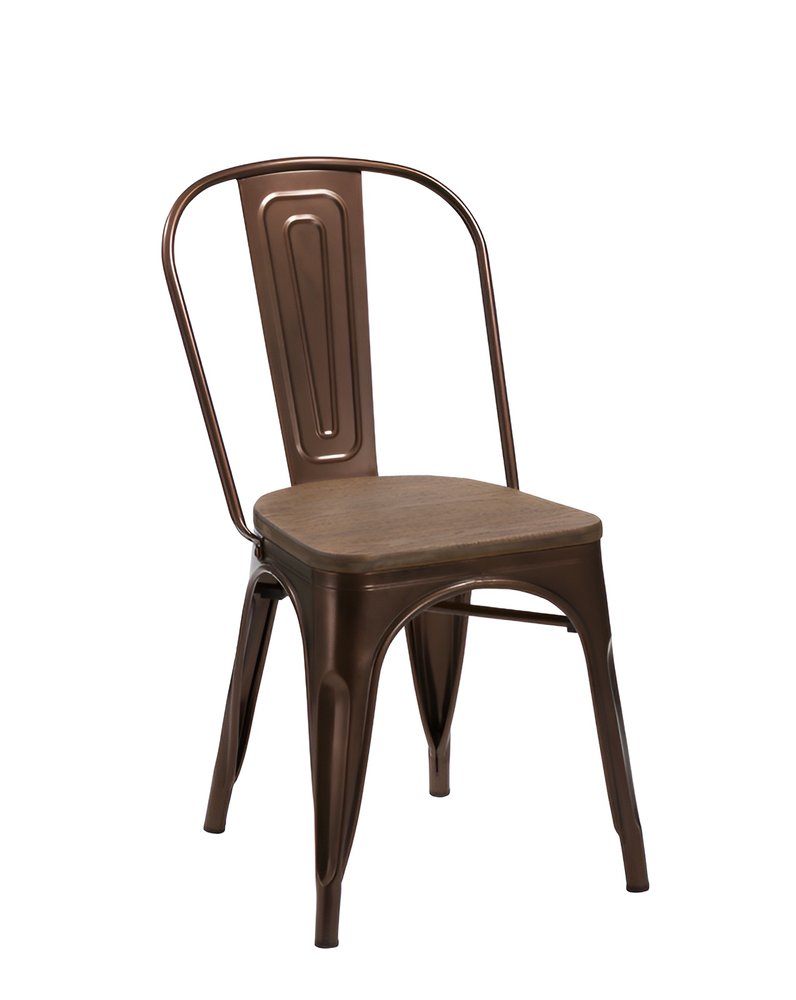 Set of Four Brown Upholstered Slat Back Dining Side Chairs