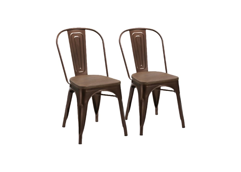 Set of Four Brown Upholstered Slat Back Dining Side Chairs