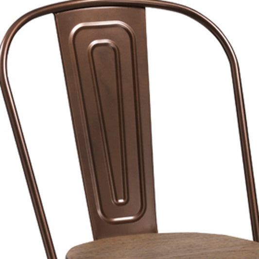 Set of Four Brown Upholstered Slat Back Dining Side Chairs