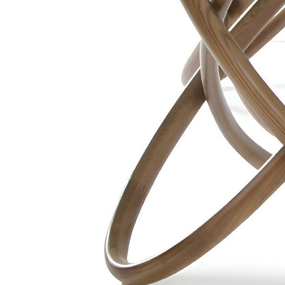 94" Clear And Natural Glass And Solid Wood Pedestal Base Dining Table