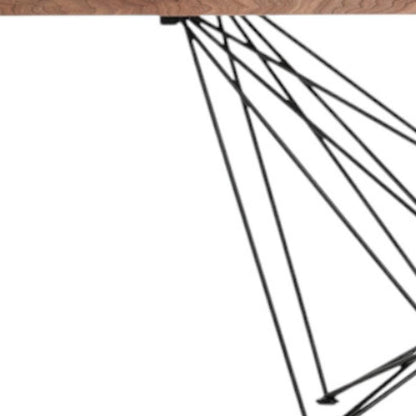 Light Brown And Black Solid Wood And Metal Dining Table