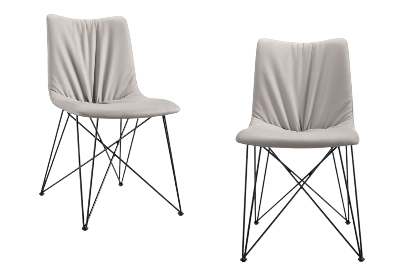 Set of Two Gray and Black Upholstered Faux Leather Dining Side Chairs