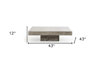 43" Gray and Dark Gray Concrete Square Block Coffee Table