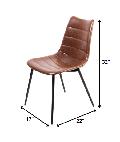 Set of Two Brown and Black Upholstered Faux Leather Dining Side Chairs