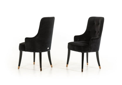 Black Upholstered Velvet Wing Back Dining Arm Chair