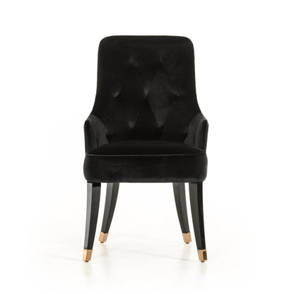 Black Upholstered Velvet Wing Back Dining Arm Chair