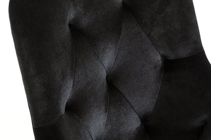 Black Upholstered Velvet Wing Back Dining Arm Chair