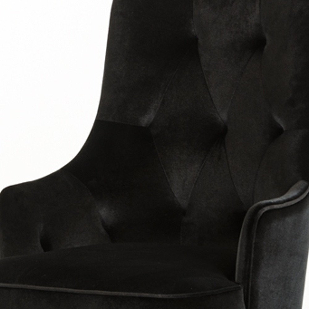 Black Upholstered Velvet Wing Back Dining Arm Chair