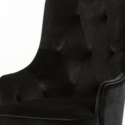 Black Upholstered Velvet Wing Back Dining Arm Chair