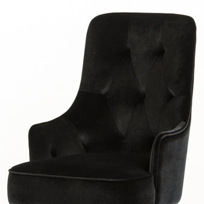 Black Upholstered Velvet Wing Back Dining Arm Chair