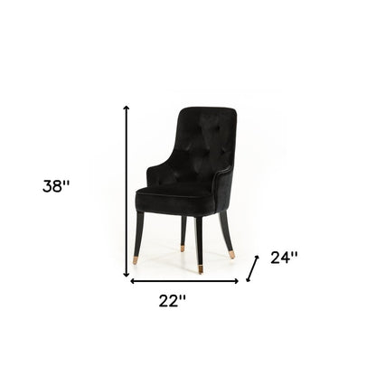 Black Upholstered Velvet Wing Back Dining Arm Chair