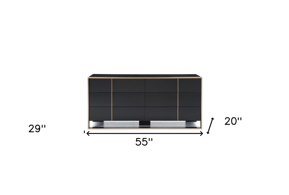 29" Black And Brushed Bronze Dresser