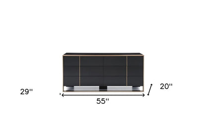 29" Black And Brushed Bronze Dresser