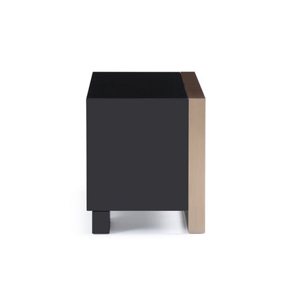 20" Black Wood Two Drawer Nightstand