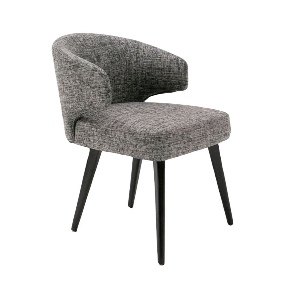 Gray and Black Upholstered Fabric Wing Back Dining Arm Chair