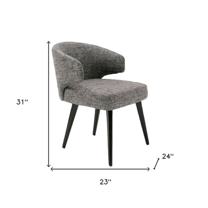 Gray and Black Upholstered Fabric Wing Back Dining Arm Chair