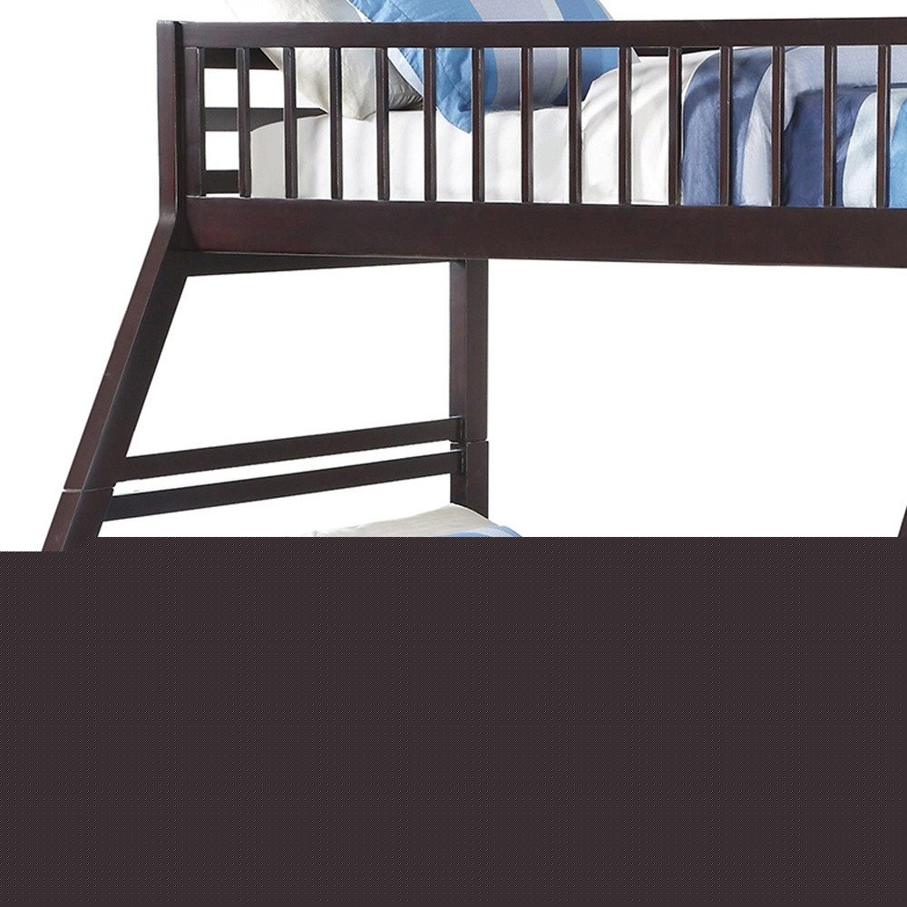 Espresso Twin Over Queen Solid Wood Bunk Bed With Storage