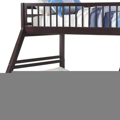 Espresso Twin Over Queen Solid Wood Bunk Bed With Storage