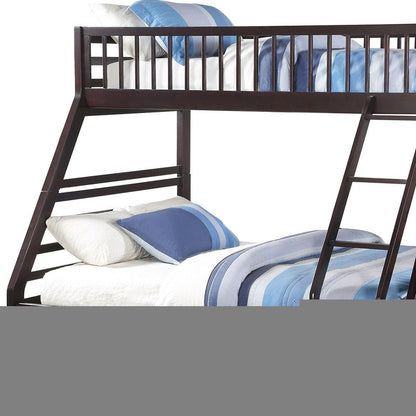 Espresso Twin Over Queen Solid Wood Bunk Bed With Storage