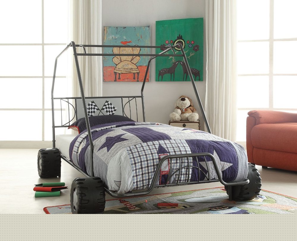 Gunmetal Steel Twin Bed Frame