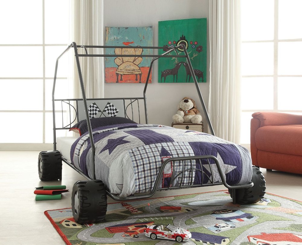Gunmetal Steel Twin Bed Frame